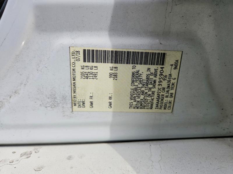 2018 Nissan Maxima მანქანა იყიდება აუქციონზე, vin: 1N4AA6AP2JC395904, აუქციონის ნომერი: 46557416