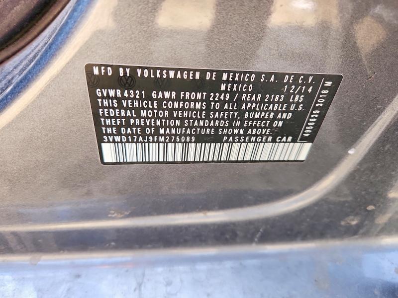 42045556 :رقم المزاد ، 3VWD17AJ9FM275089 vin ، 2015 Volkswagen Jetta مزاد بيع
