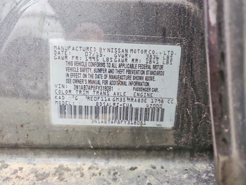 2015 Nissan Sentra მანქანა იყიდება აუქციონზე, vin: 3N1AB7AP8FY318081, აუქციონის ნომერი: 45479346