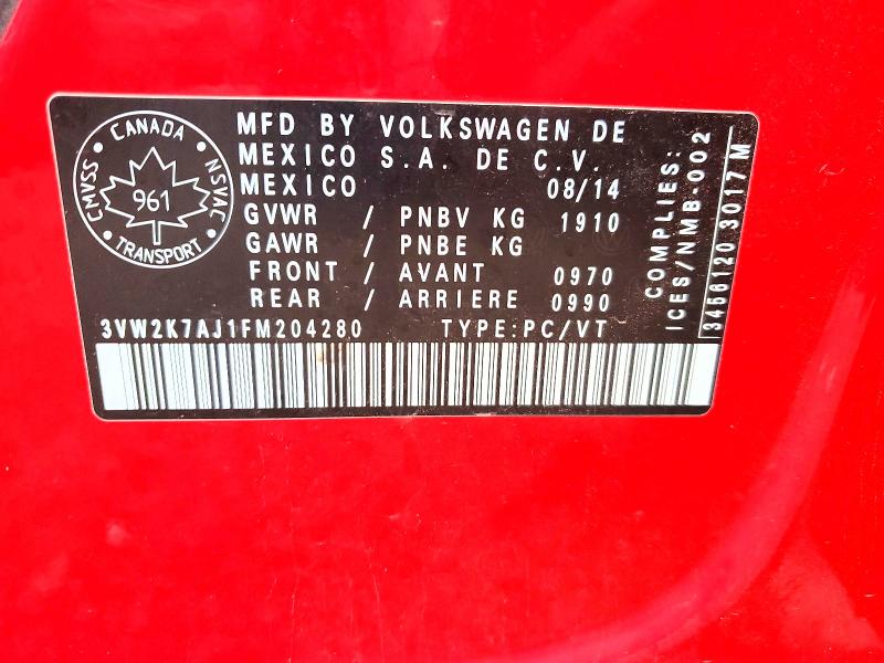 Aukcja sprzedaży 2015 Volkswagen Jetta, vin: 3VW2K7AJ1FM204280, numer aukcji: 47716766
