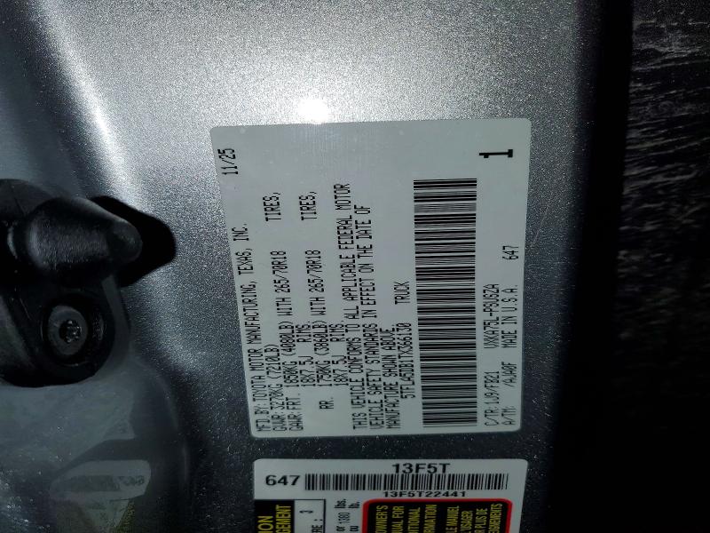 Продаж на аукціоні авто 2026 Toyota Tundra, vin: 5TFLA5DB1TX366130, номер лоту: 79423155