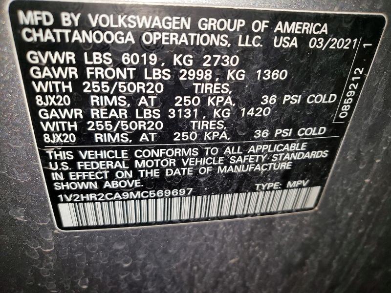 Aukcja sprzedaży 2021 Volkswagen Atlas, vin: 1V2HR2CA9MC569697, numer aukcji: 41624836