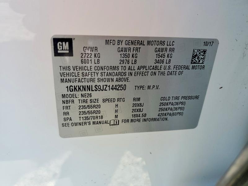 Aukcja sprzedaży 2018 Gmc Acadia, vin: 1GKKNNLS9JZ144250, numer aukcji: 79483345