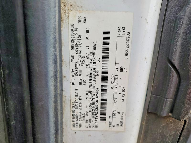 Продажа на аукционе авто 2019 Ford Transit, vin: 1FTYR3XM7KKB25457, номер лота: 49595156
