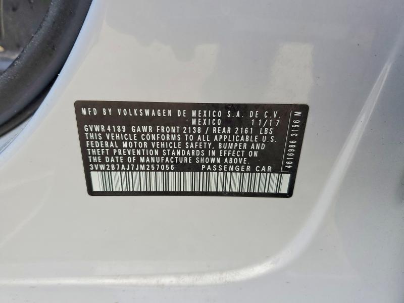 Продажа на аукционе авто 2018 Volkswagen Jetta, vin: 3VW2B7AJ7JM257056, номер лота: 47919476