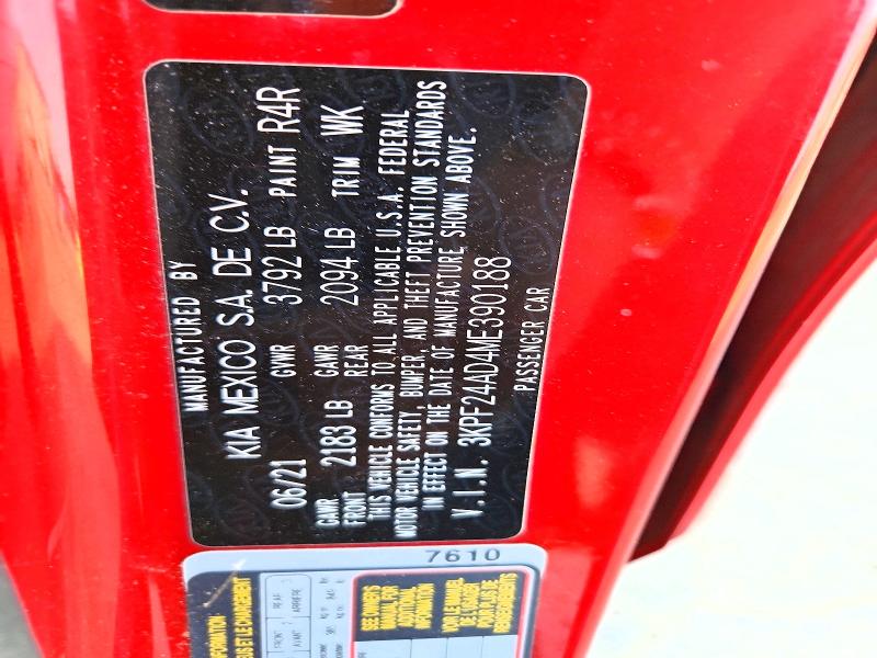 Aukcja sprzedaży 2021 Kia Forte, vin: 3KPF24AD4ME390188, numer aukcji: 41826216