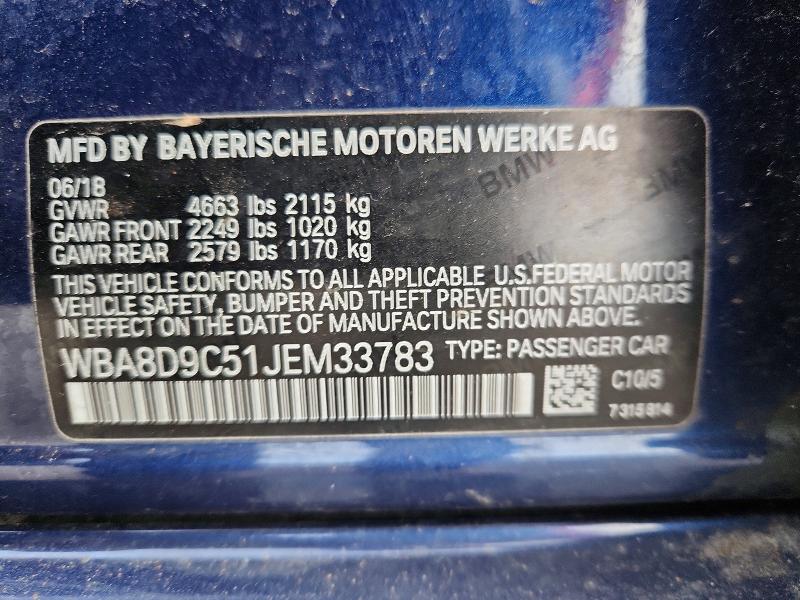 Aukcja sprzedaży 2018 Bmw 330, vin: WBA8D9C51JEM33783, numer aukcji: 47410426