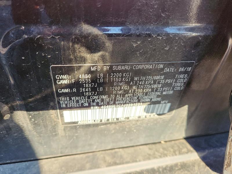 2018 Subaru Outback მანქანა იყიდება აუქციონზე, vin: 4S4BSETC7J3391231, აუქციონის ნომერი: 46382906