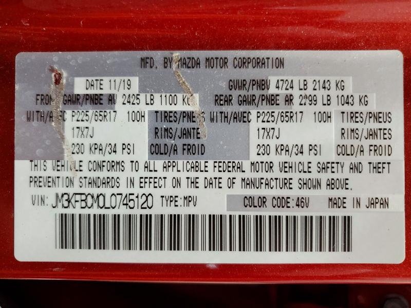 47886646 :رقم المزاد ، JM3KFBCM0L0745120 vin ، 2020 Mazda Cx-5 مزاد بيع