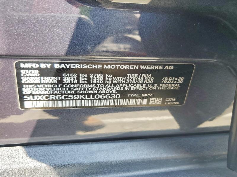 47764066 :رقم المزاد ، 5UXCR6C59KLL06630 vin ، 2019 Bmw X5 مزاد بيع