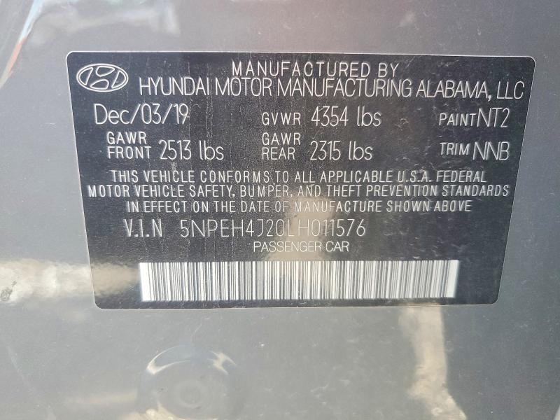 Продаж на аукціоні авто 2020 Hyundai Sonata, vin: 5NPEH4J20LH011576, номер лоту: 47659416