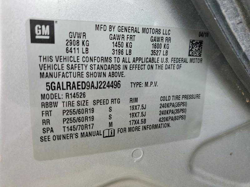 48316486 :رقم المزاد ، 5GALRAED9AJ224496 vin ، 2010 Buick Enclave مزاد بيع