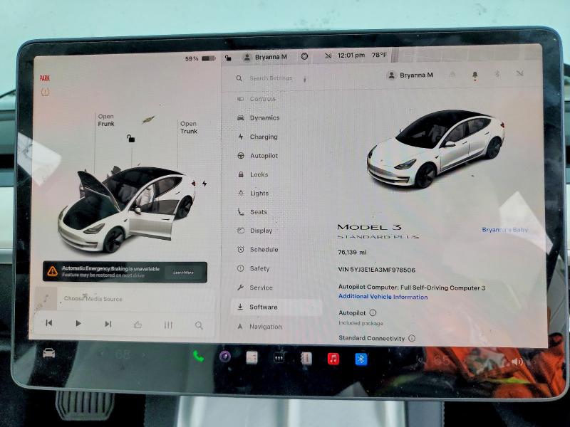 2021 Tesla Model 3 მანქანა იყიდება აუქციონზე, vin: 5YJ3E1EA3MF978506, აუქციონის ნომერი: 46087276