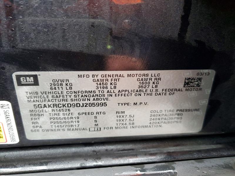 Aukcja sprzedaży 2013 Buick Enclave, vin: 5GAKRCKD9DJ205995, numer aukcji: 79963045