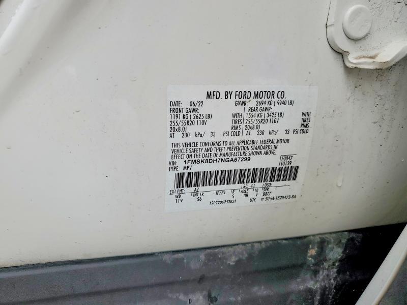 Aukcja sprzedaży 2022 Ford Explorer, vin: 1FMSK8DH7NGA67299, numer aukcji: 47598236