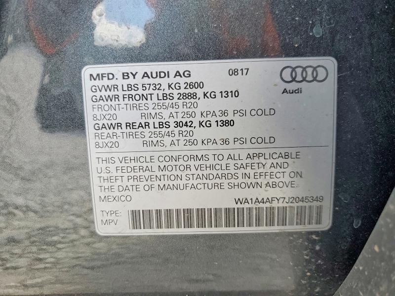 Продажа на аукционе авто 2018 Audi Sq5, vin: WA1A4AFY7J2045349, номер лота: 77942435