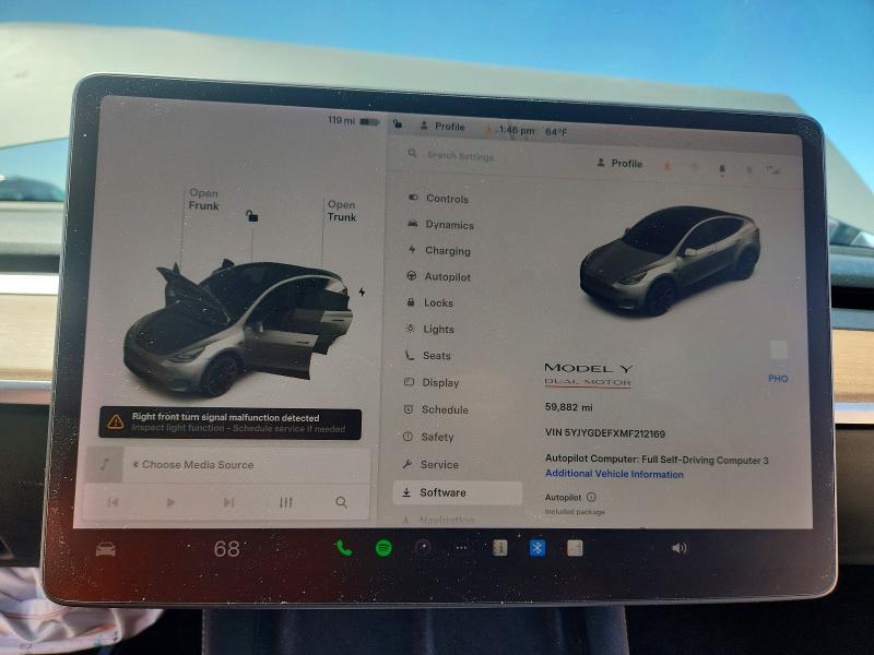 46027986 :رقم المزاد ، 5YJYGDEFXMF212169 vin ، 2021 Tesla Model Y مزاد بيع