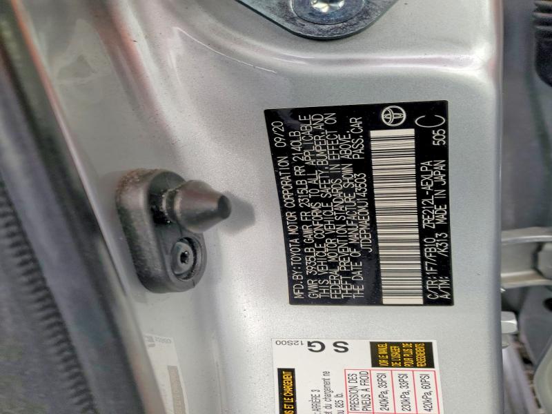 2021 Toyota Corolla მანქანა იყიდება აუქციონზე, vin: JTDEPMAE0MJ143503, აუქციონის ნომერი: 78426155