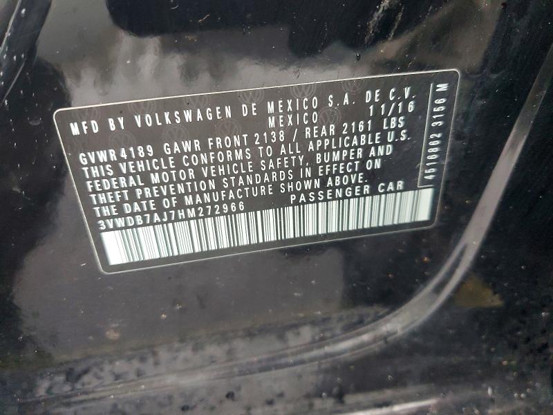 Aukcja sprzedaży 2017 Volkswagen Jetta, vin: 3VWDB7AJ7HM272966, numer aukcji: 47257906