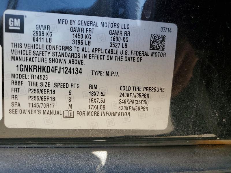 45521436 :رقم المزاد ، 1GNKRHKD4FJ124134 vin ، 2015 Chevrolet Traverse مزاد بيع