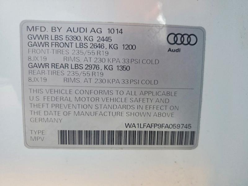 Aukcja sprzedaży 2015 Audi Q5, vin: WA1LFAFP9FA059745, numer aukcji: 41982136