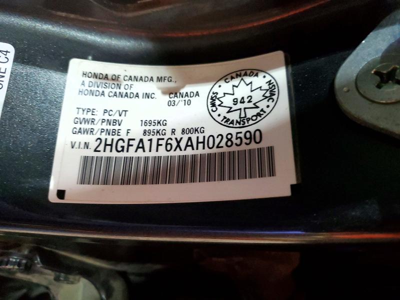 Aukcja sprzedaży 2010 Honda Civic, vin: 2HGFA1F6XAH028590, numer aukcji: 46245826
