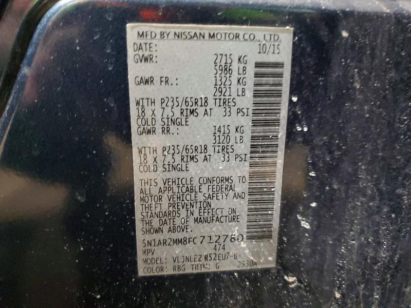 Продаж на аукціоні авто 2015 Nissan Pathfinder, vin: 5N1AR2MM8FC712780, номер лоту: 79015825