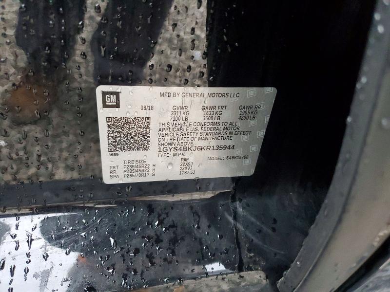 79537555 :رقم المزاد ، 1GYS4BKJ6KR135944 vin ، 2019 Cadillac Escalade مزاد بيع
