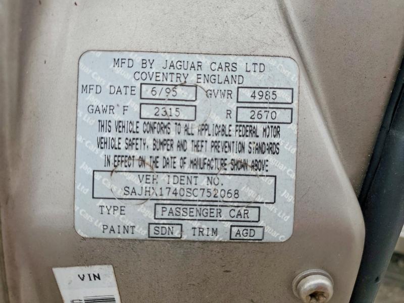 Продаж на аукціоні авто 1995 Jaguar Xj6, vin: SAJHX1740SC752068, номер лоту: 46382766
