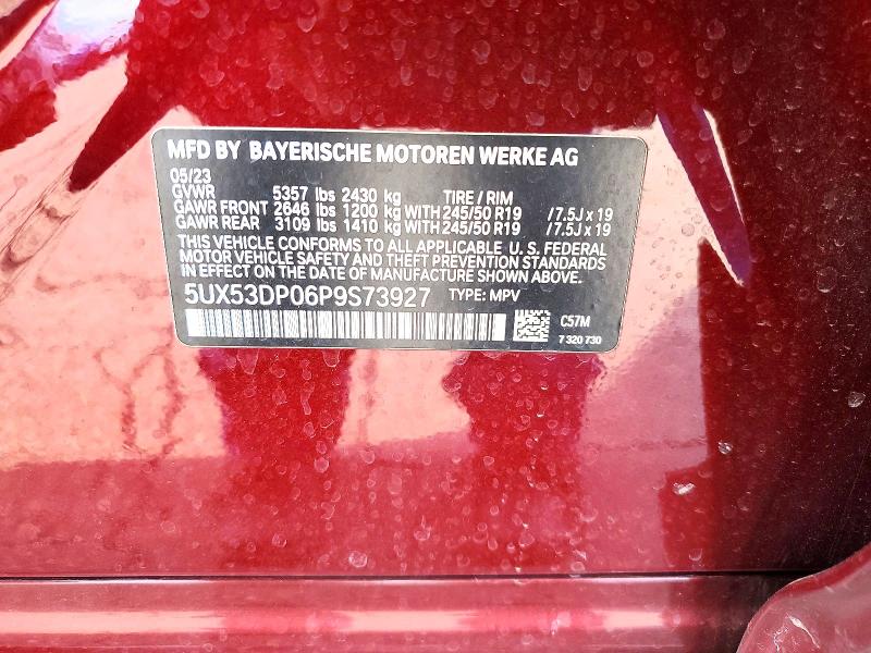 2023 Bmw X3 მანქანა იყიდება აუქციონზე, vin: 5UX53DP06P9S73927, აუქციონის ნომერი: 41779966