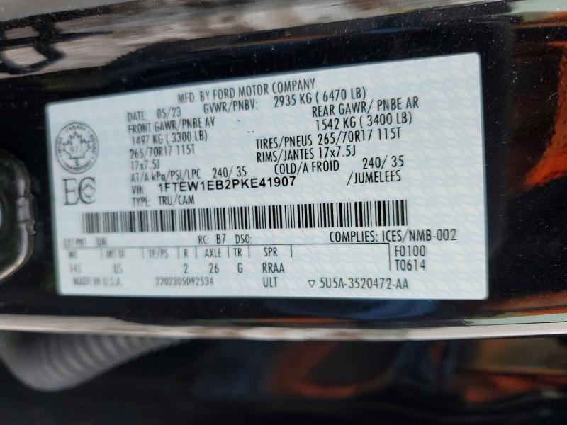Aukcja sprzedaży 2023 Ford F150, vin: 1FTEW1EB2PKE41907, numer aukcji: 45979756