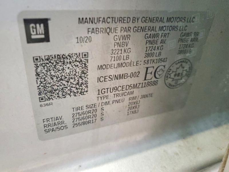 Aukcja sprzedaży 2021 Gmc Sierra, vin: 1GTU9CED5MZ118888, numer aukcji: 79254575
