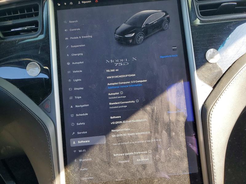 75692515 :رقم المزاد ، 5YJXCAE2XJF113494 vin ، 2018 Tesla Model X مزاد بيع