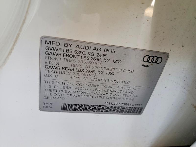 Продажа на аукционе авто 2015 Audi Q5, vin: WA1LFAFP3FA143091, номер лота: 47816976