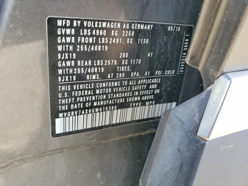 Продаж на аукціоні авто 2016 Volkswagen Tiguan, vin: WVGBV7AX6GW615380, номер лоту: 47527166