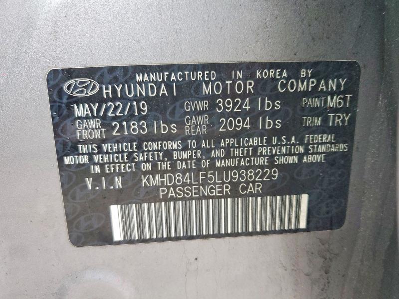Aukcja sprzedaży 2020 Hyundai Elantra, vin: KMHD84LF5LU938229, numer aukcji: 78713995