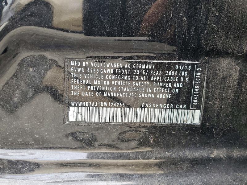 46031826 :رقم المزاد ، WVWHD7AJ1DW124255 vin ، 2013 Volkswagen Gti مزاد بيع