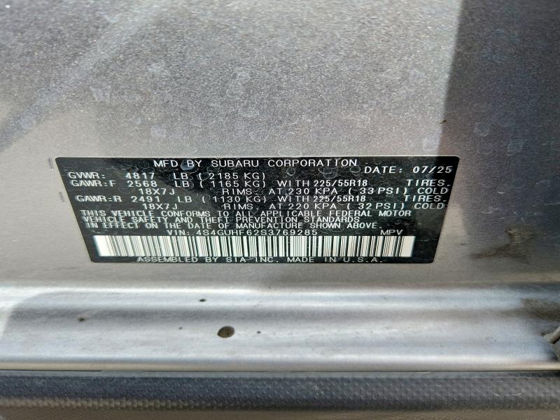 Aukcja sprzedaży 2025 Subaru Crosstrek, vin: 4S4GUHF62S3769285, numer aukcji: 48023396