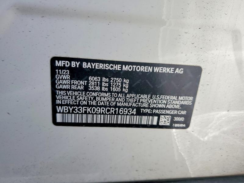 Aukcja sprzedaży 2024 Bmw I5, vin: WBY33FK09RCR16934, numer aukcji: 46403786