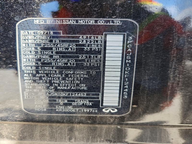 Aukcja sprzedaży 2019 Infiniti Qx50, vin: 3PCAJ5M10KF124453, numer aukcji: 46927656