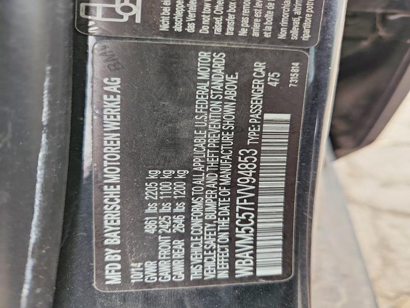 Продажа на аукционе авто 2015 Bmw X1, vin: WBAVM5C57FVV94853, номер лота: 47750956