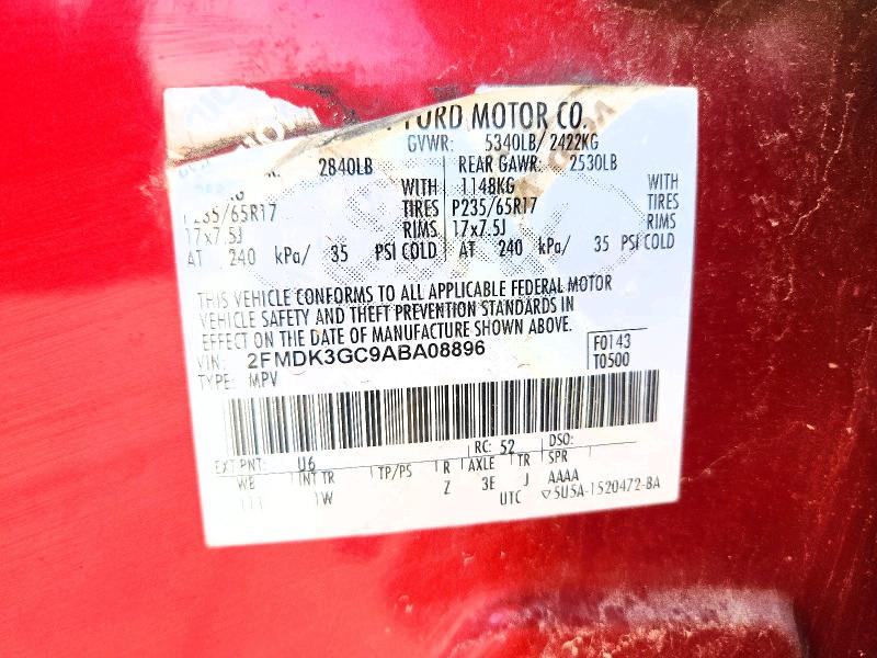2010 Ford Edge მანქანა იყიდება აუქციონზე, vin: 2FMDK3GC9ABA08896, აუქციონის ნომერი: 79425845