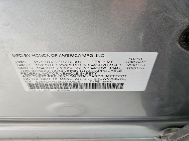 Aukcja sprzedaży 2019 Acura Mdx, vin: 5J8YD4H03KL010625, numer aukcji: 47606476