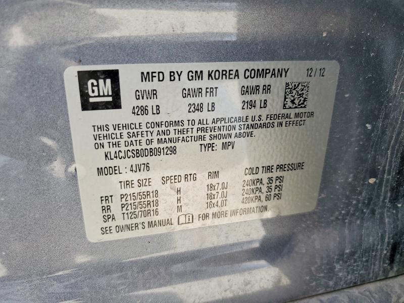 Продаж на аукціоні авто 2013 Buick Encore, vin: KL4CJCSB0DB091298, номер лоту: 41672536