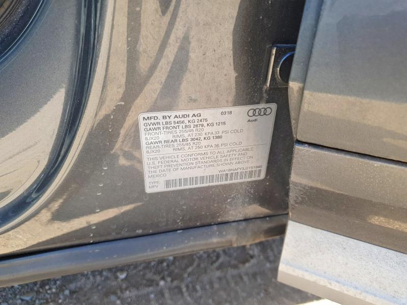 Aukcja sprzedaży 2018 Audi Q5, vin: WA1BNAFY3J2151945, numer aukcji: 46722096