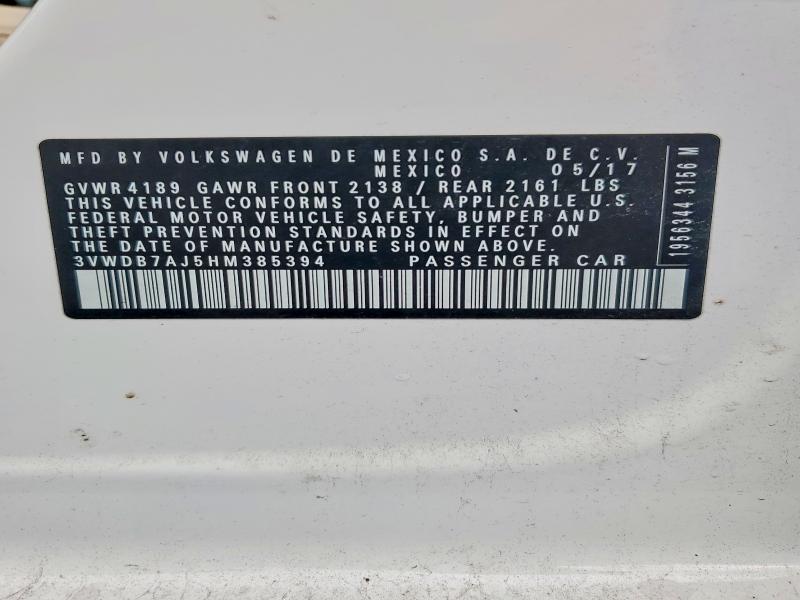 41805146 :رقم المزاد ، 3VWDB7AJ5HM385394 vin ، 2017 Volkswagen Jetta مزاد بيع