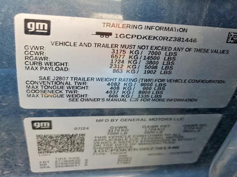 Продаж на аукціоні авто 2024 Chevrolet Silverado, vin: 1GCPDKEK0RZ381446, номер лоту: 47730756