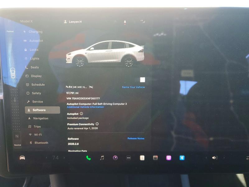 41601936 :رقم المزاد ، 7SAXCDE5XNF360177 vin ، 2022 Tesla Model X مزاد بيع