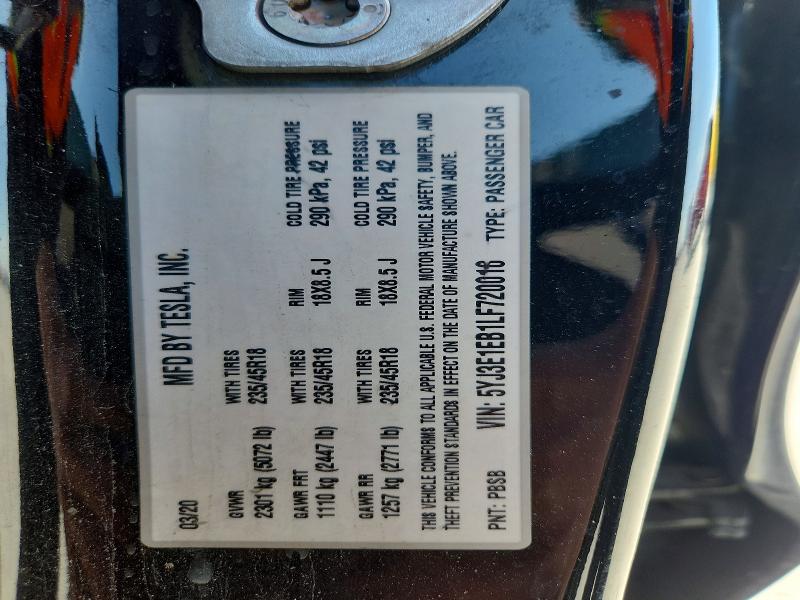 Продаж на аукціоні авто 2020 Tesla Model 3, vin: 5YJ3E1EB1LF720010, номер лоту: 79583555