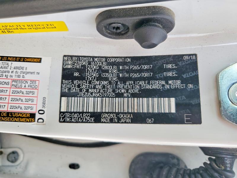 Aukcja sprzedaży 2019 Toyota 4runner, vin: JTEZU5JR6K5197005, numer aukcji: 41877606
